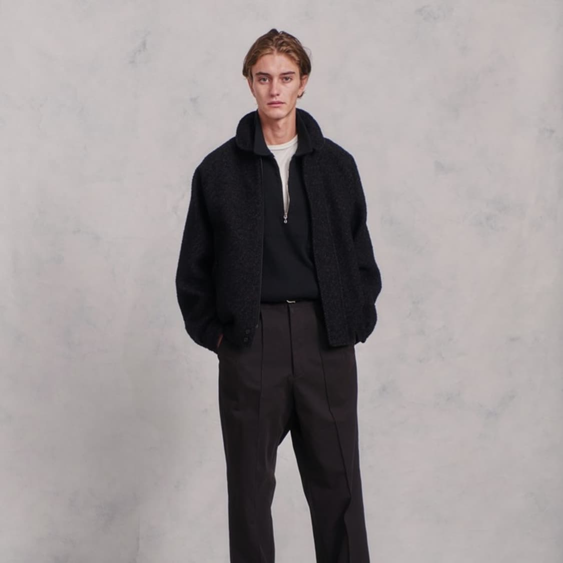 40size새제품 택포30만)25fw올드조 실크넵 쿼터집업 Onyx 상품이미지2