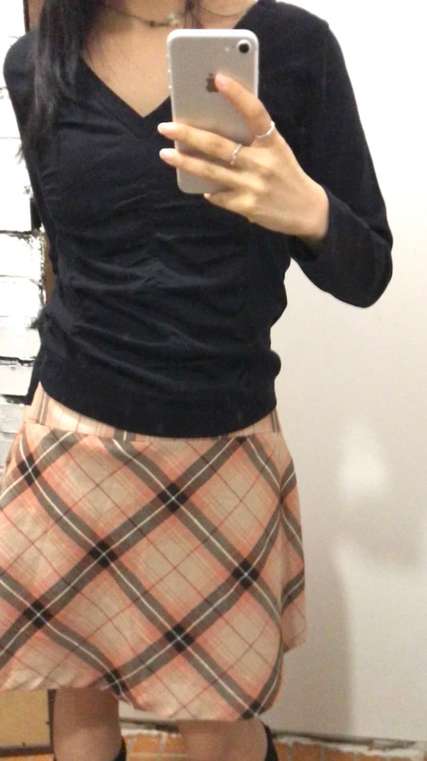 핑크 체크스커트 상품이미지3