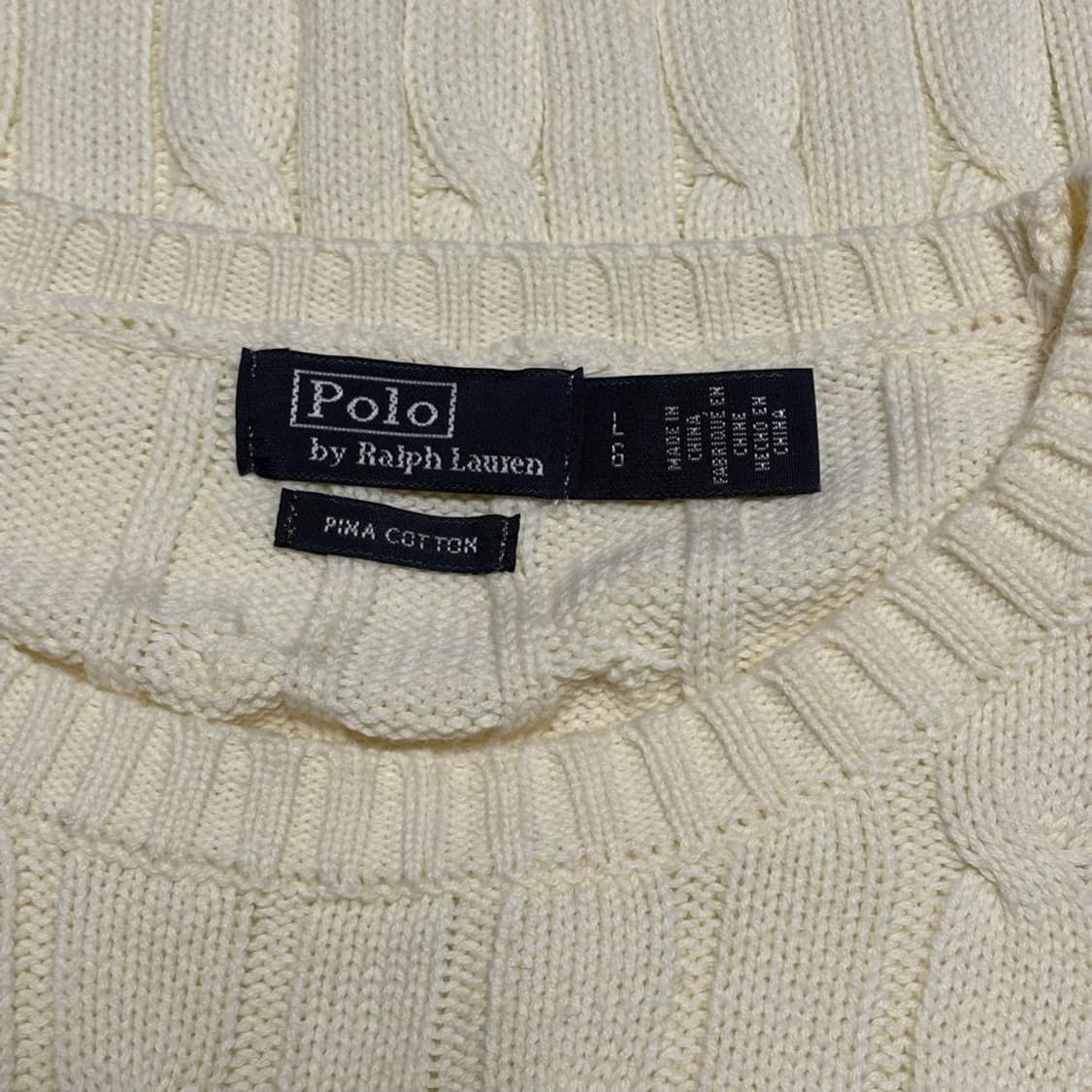LG 폴로 랄프로렌 피마코튼 아이보리 케이블 니트 상품이미지4