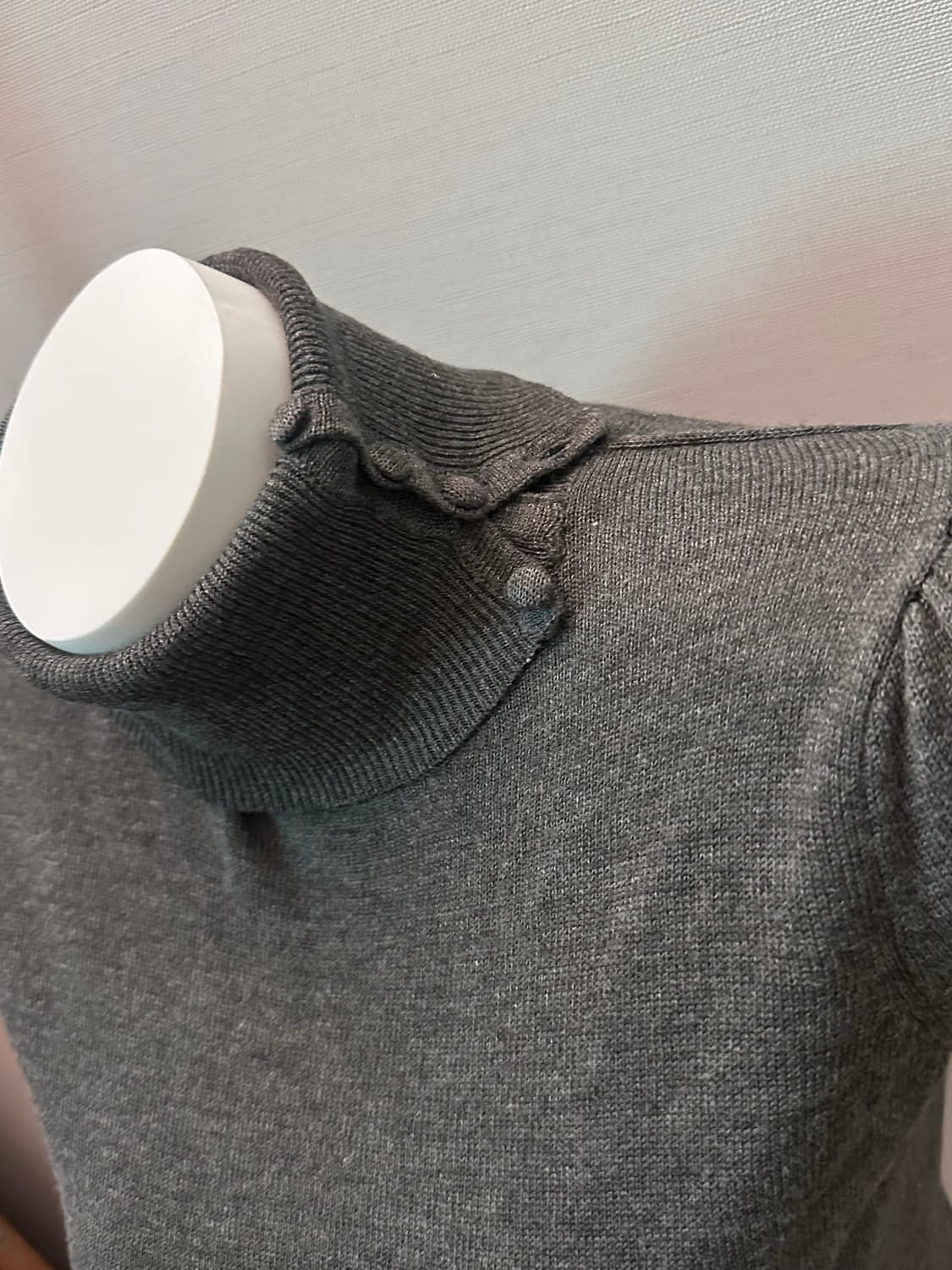 빈티지 버튼 폴라 반소매 니트 상품이미지2