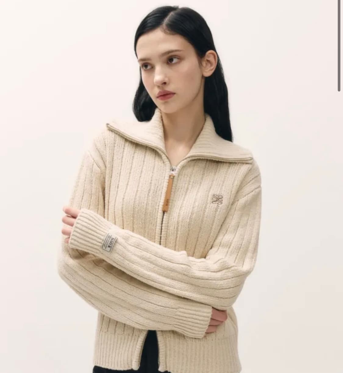 세터 파로 부클 니트 집업 가디건 - 크림 아이보리 상품이미지1