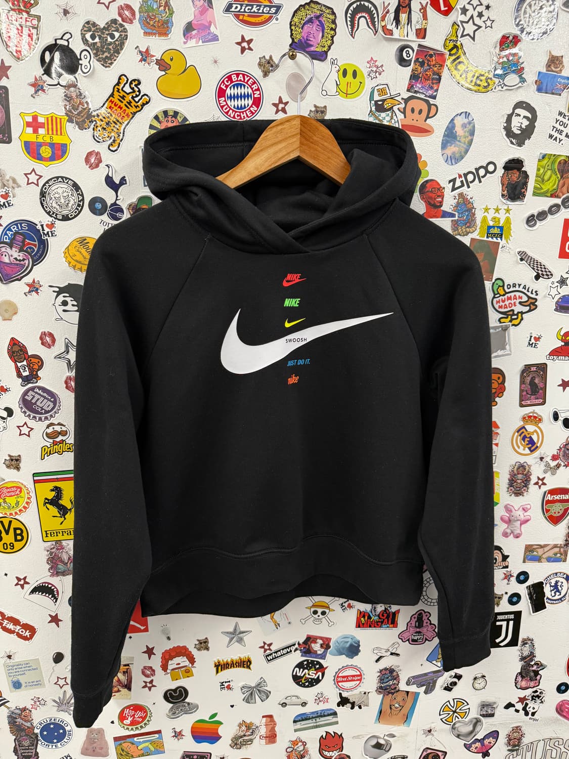 나이키 멀티 로고 스우시 크롭 후드티 S 상품이미지2