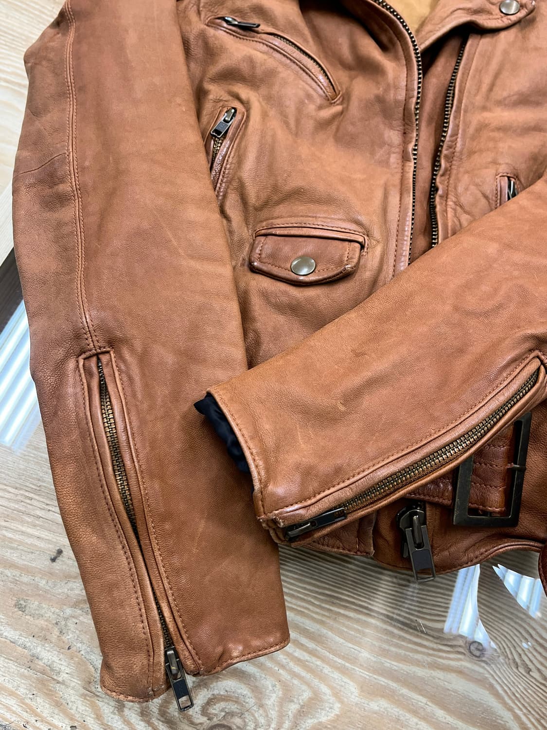 마우지 고트 레더 바이커 자켓 상품이미지8