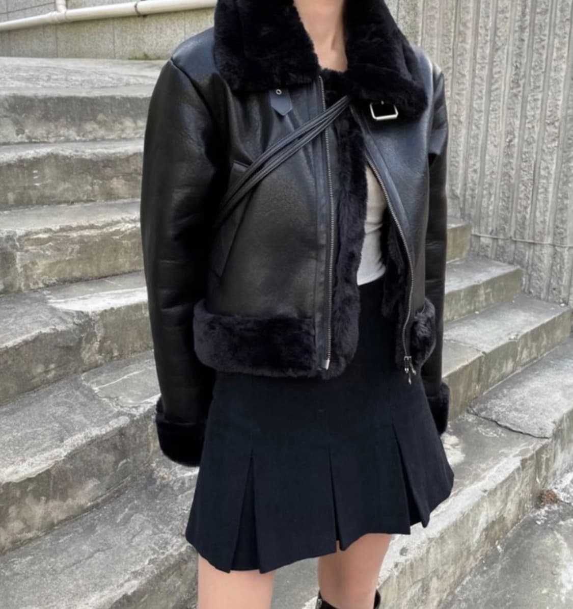 키튼 무스탕 자켓 블랙 상품이미지1