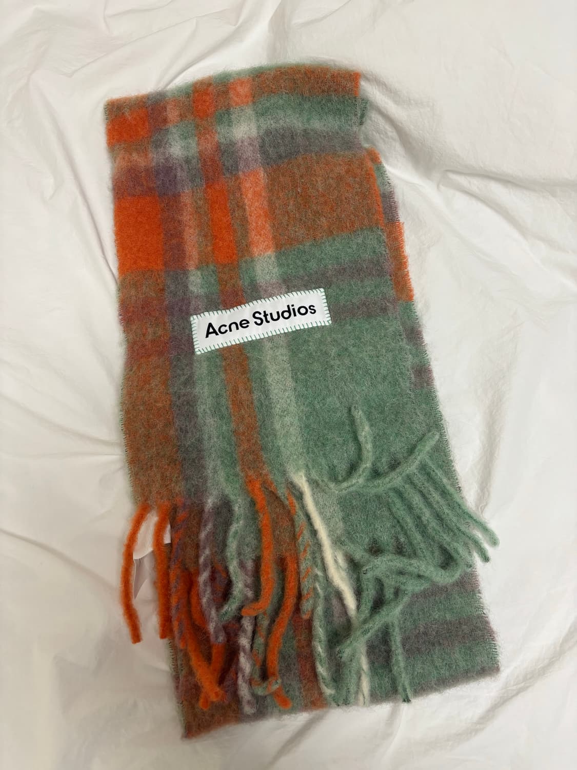 아크네 스튜디오 체크 머플러 그린/오렌지 상품이미지2