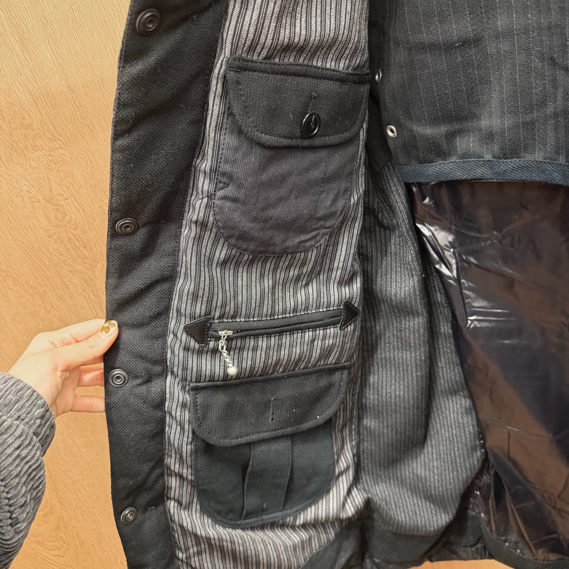 꼼데가르송 준야 와타나베 맨 듀베티카 구스 다운 패딩 코듀로이 카라 블랙 상품이미지6