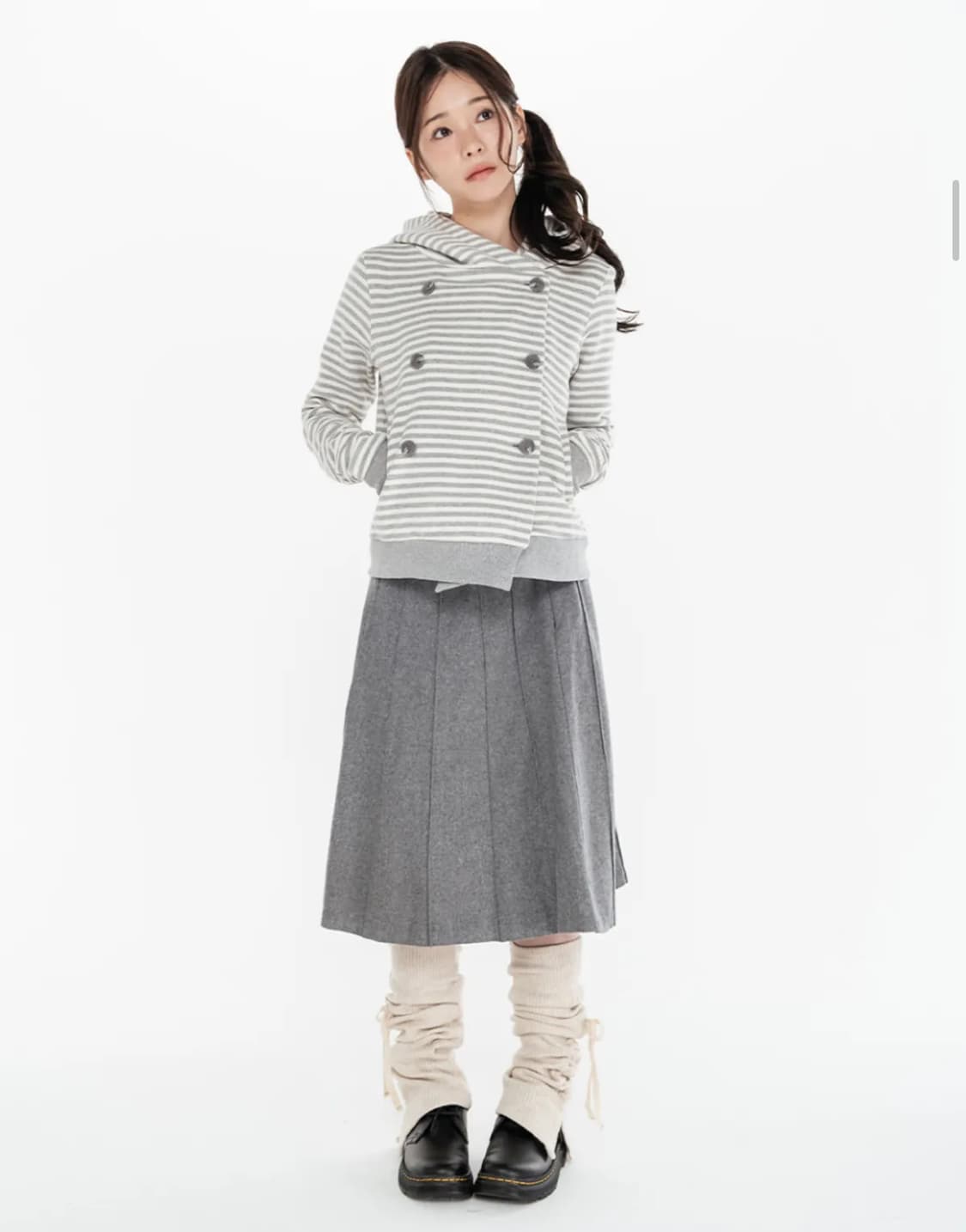 하이스쿨디스코 더블버튼 스트라이프 후드 상품이미지3