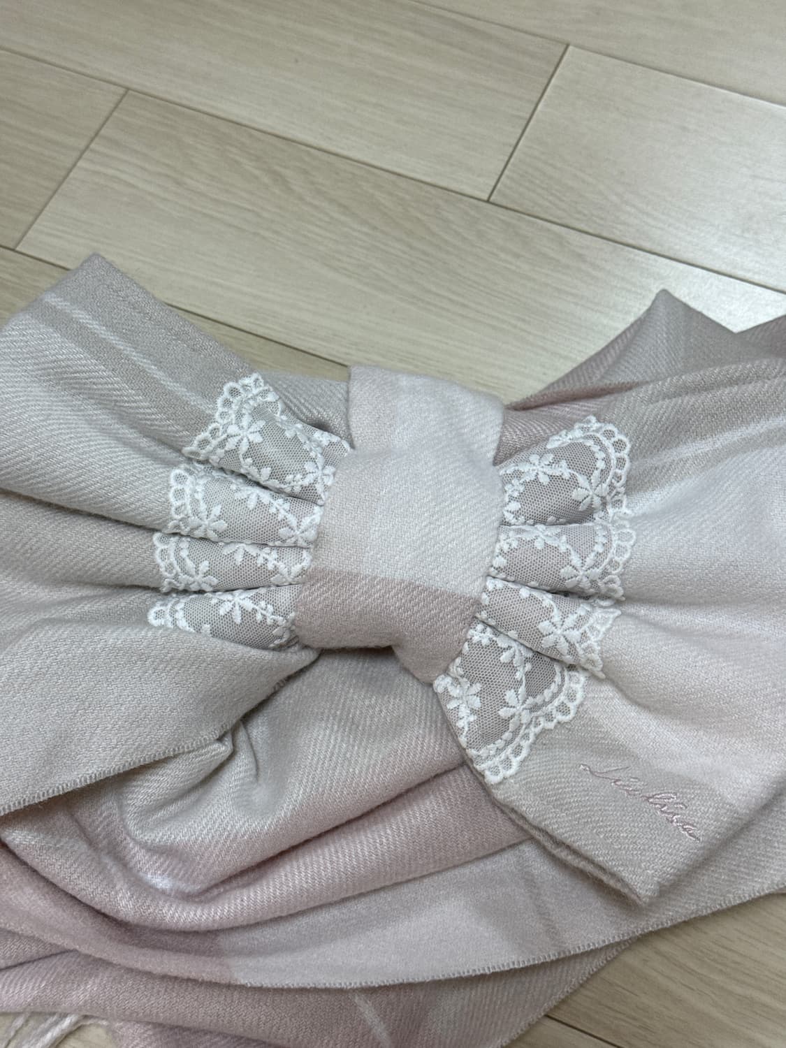 리즈리사 리본 목도리 핑크 상품이미지2