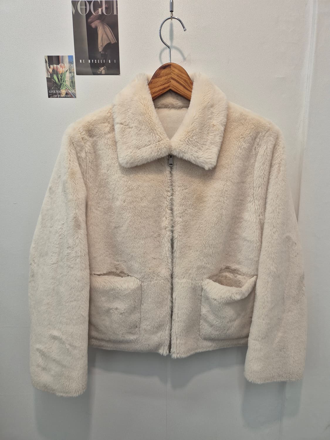 아이보리색 퍼 숏 자켓 free 상품이미지1