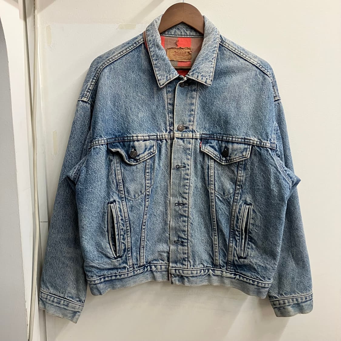 N16 90s usa 리바이스 플란넬 안감 데님 청자켓 70417 상품이미지1