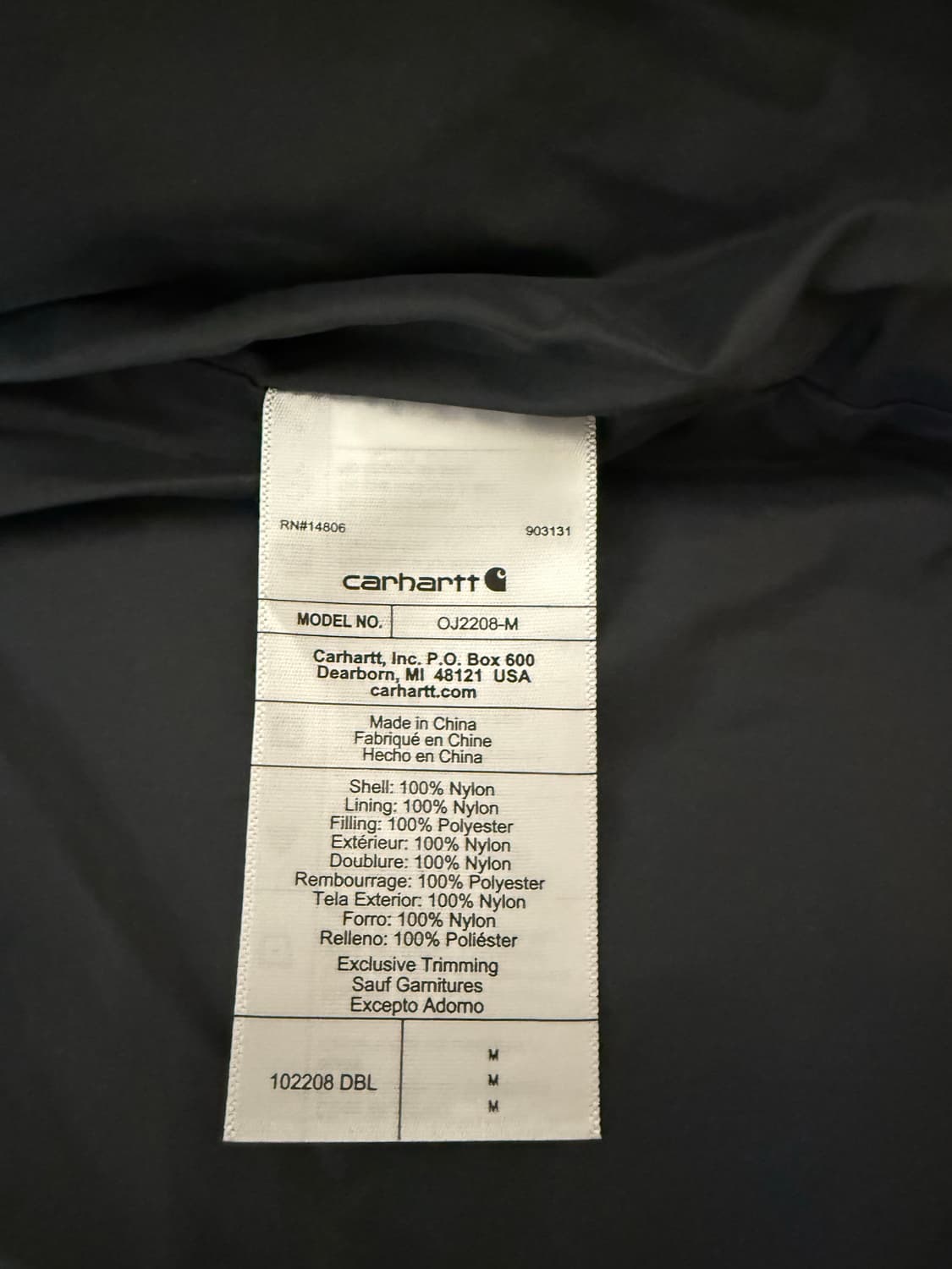 새상품) 칼하트 레인디펜더 길리엄 경량패딩 상품이미지3