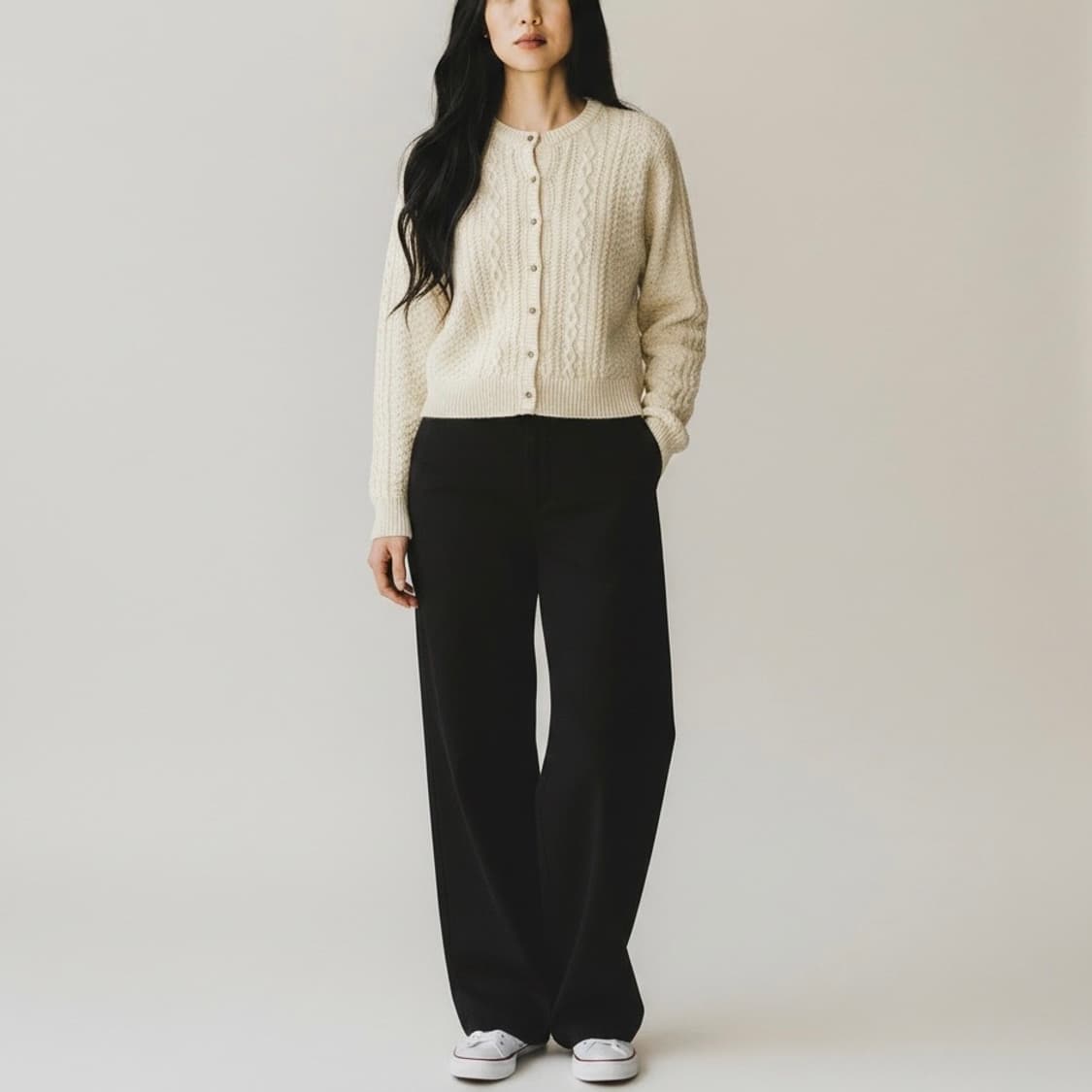 [M] VIS 우먼즈 케이블 울 니트 가디건 상품이미지2