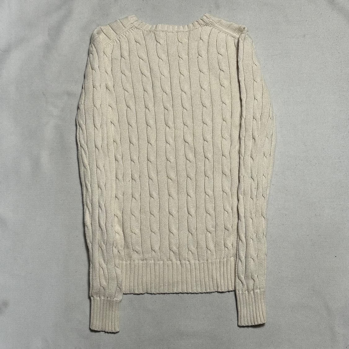 XS 폴로랄프로렌 네이비 포니 여성용 아이보리 케이블 니트 상품이미지3