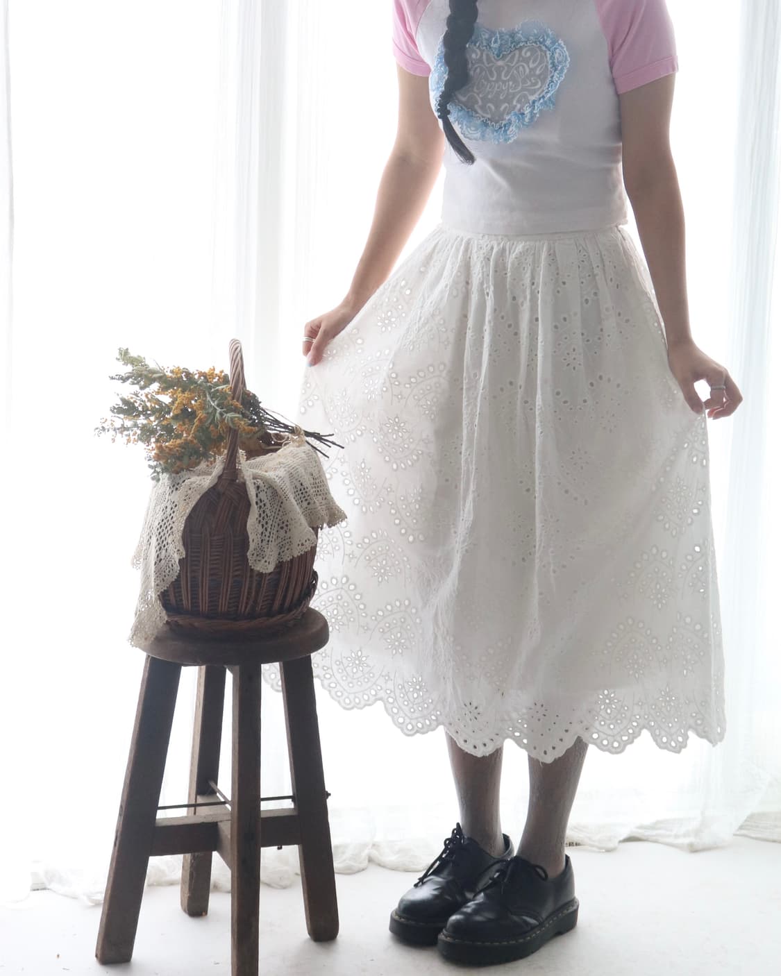 [Beams Heart] White Broderie Lace Skirt 상품이미지2