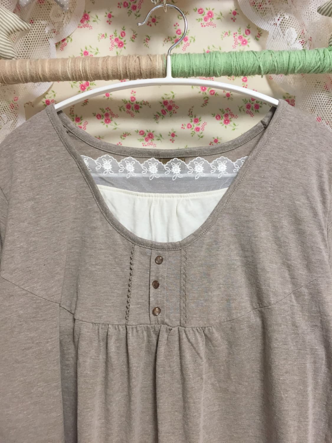 빈티지 모리걸 그레이브라운 레이어드 슬리브 상품이미지2