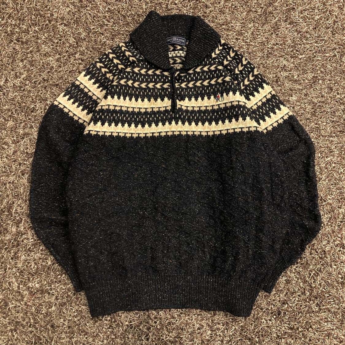 까르뜨블랑슈 울 패턴 카라 니트 스웨터 상품이미지1