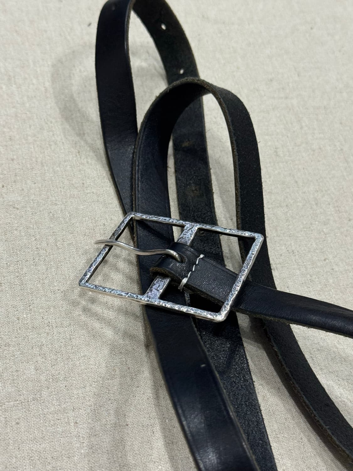 Bed J.W. Ford 실버925 빅버클 레더 벨트 상품이미지3