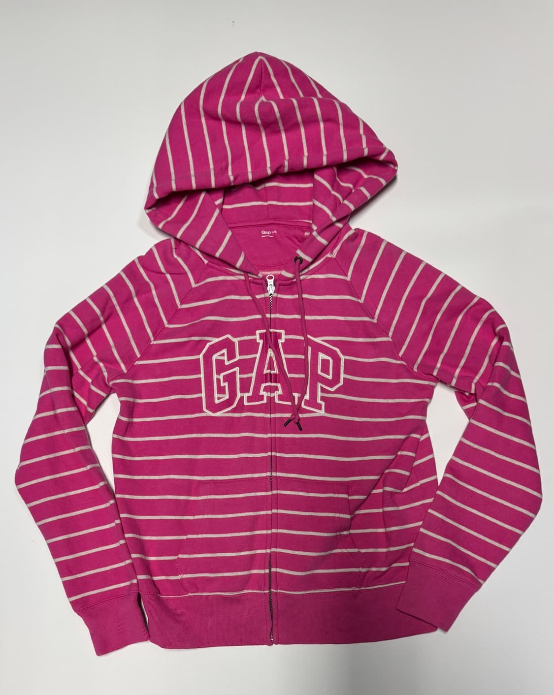 여성 GAP 갭 스트라이프 핑크 기모 후드집업 L 상품이미지1