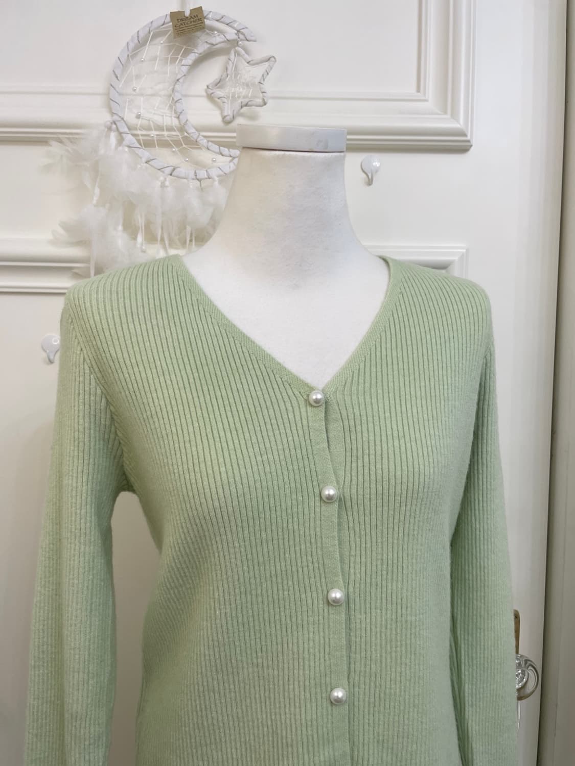 white green pearl button basic cardigan 상품이미지7