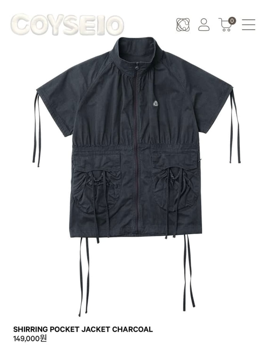 코이세이오 셔링 포켓자켓 차콜 상품이미지1