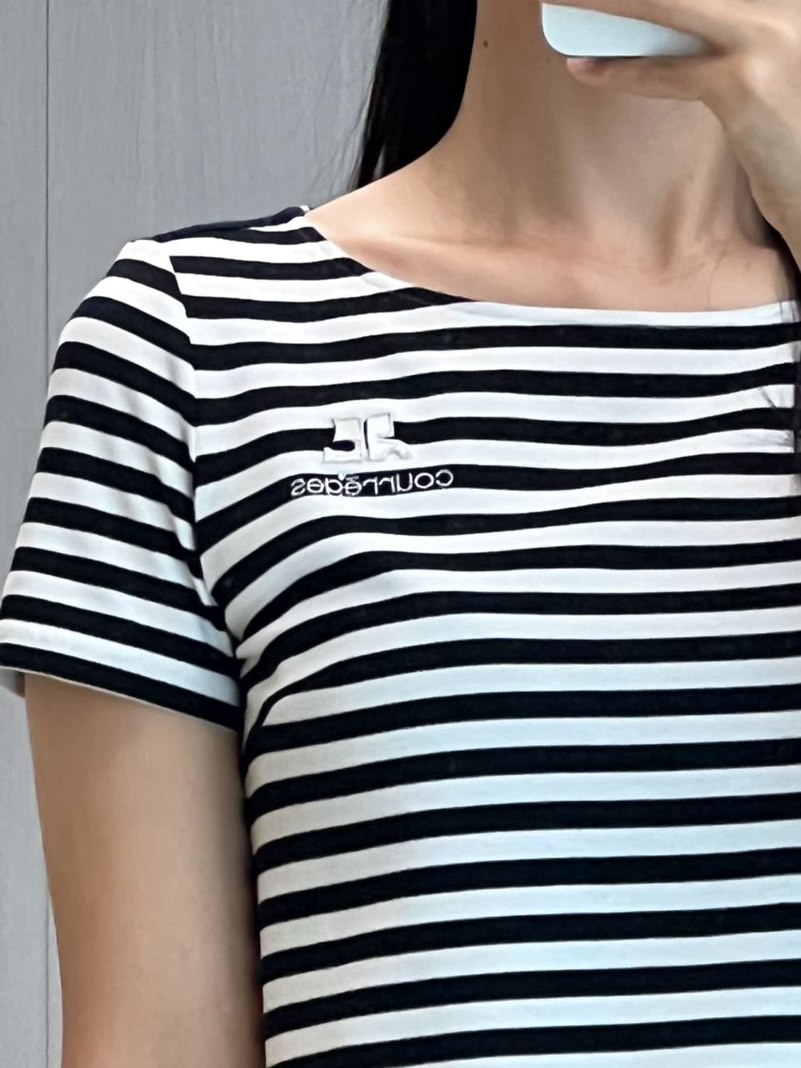 courreges / 꾸레쥬 블랙 스트라이프 반팔 티셔츠  상품이미지8