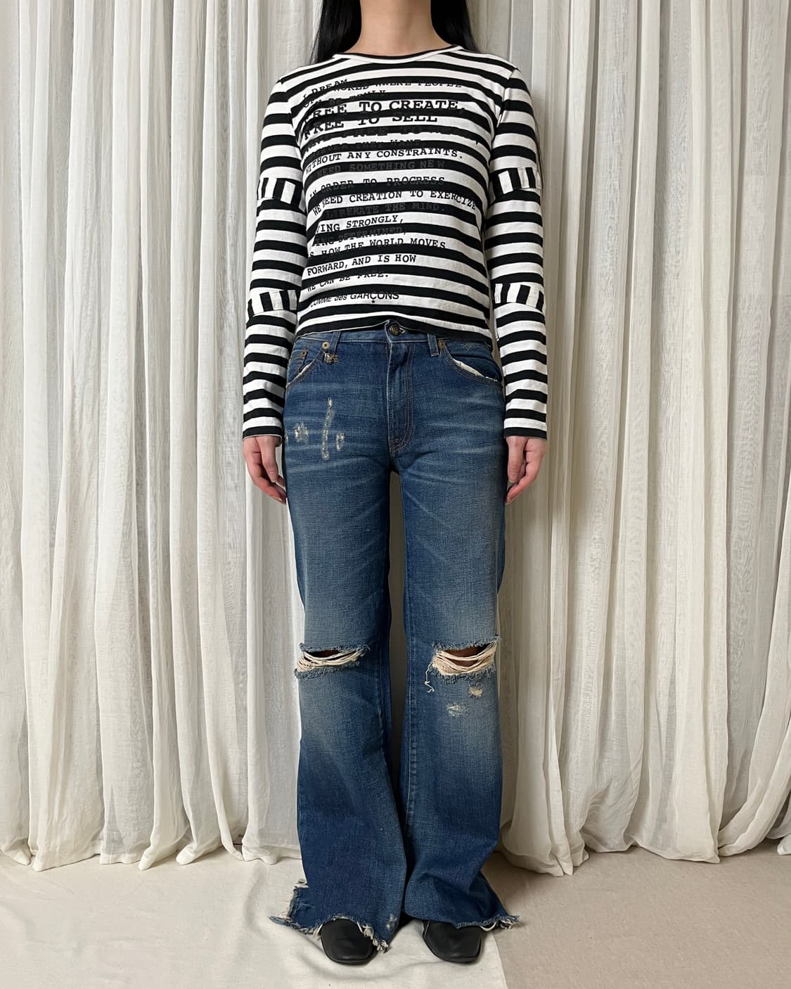 꼼데가르송 자유를 향한 시 스트라이프 티셔츠   상품이미지7