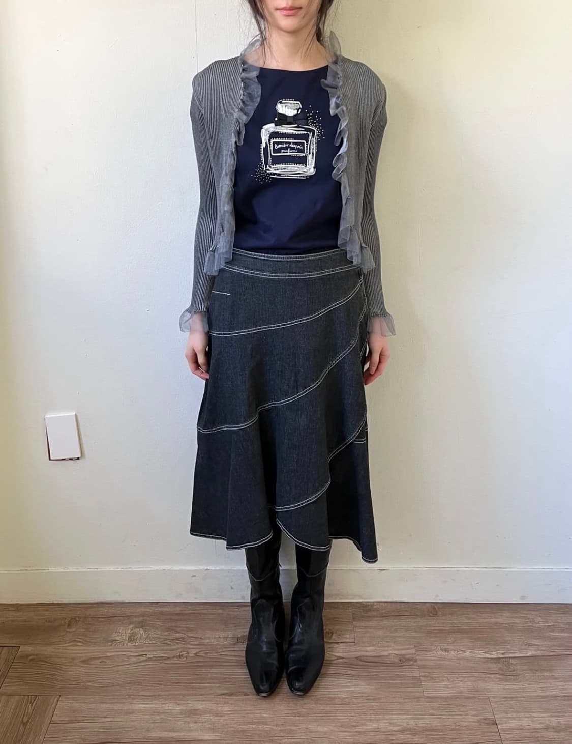 스페치오 프릴 가디건 플리츠 그레이 가디건 볼레로 상품이미지2