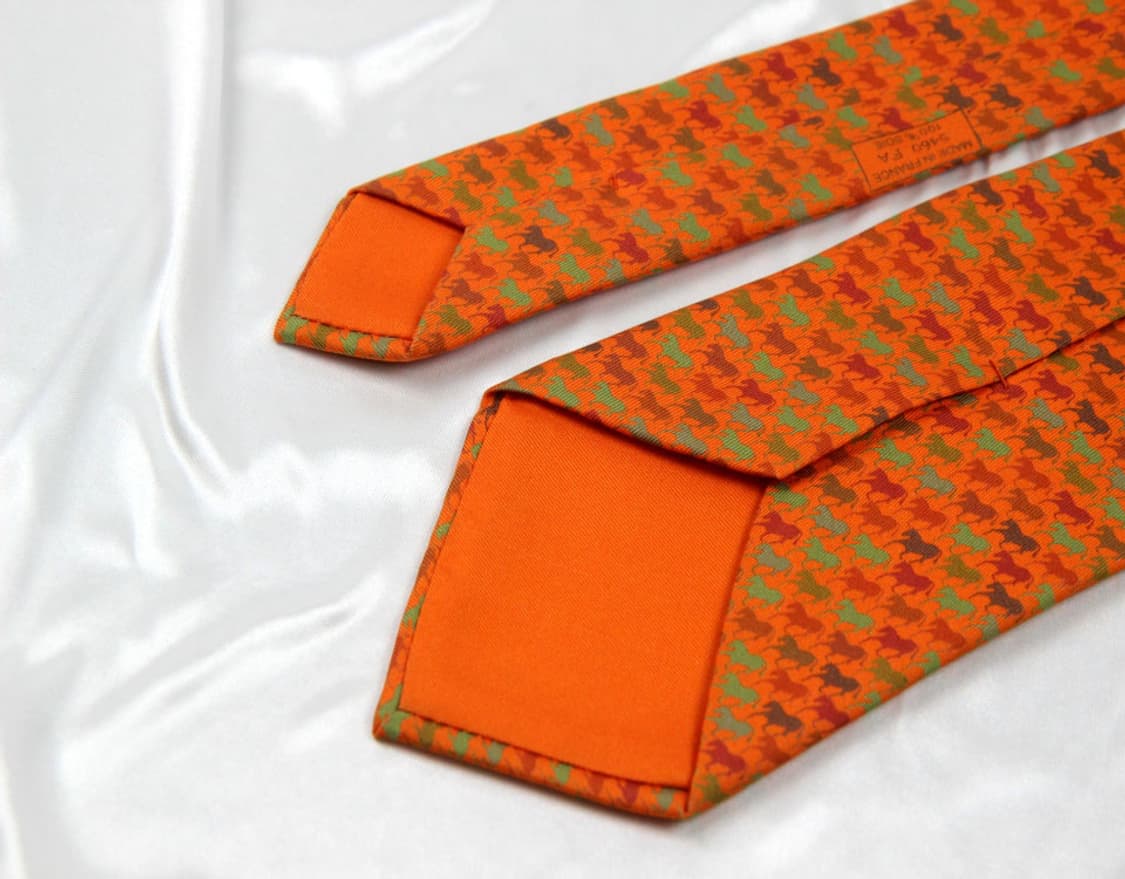 에르메스 9cm A+등급 오렌지 말 남자 명품 넥타이 상품이미지7