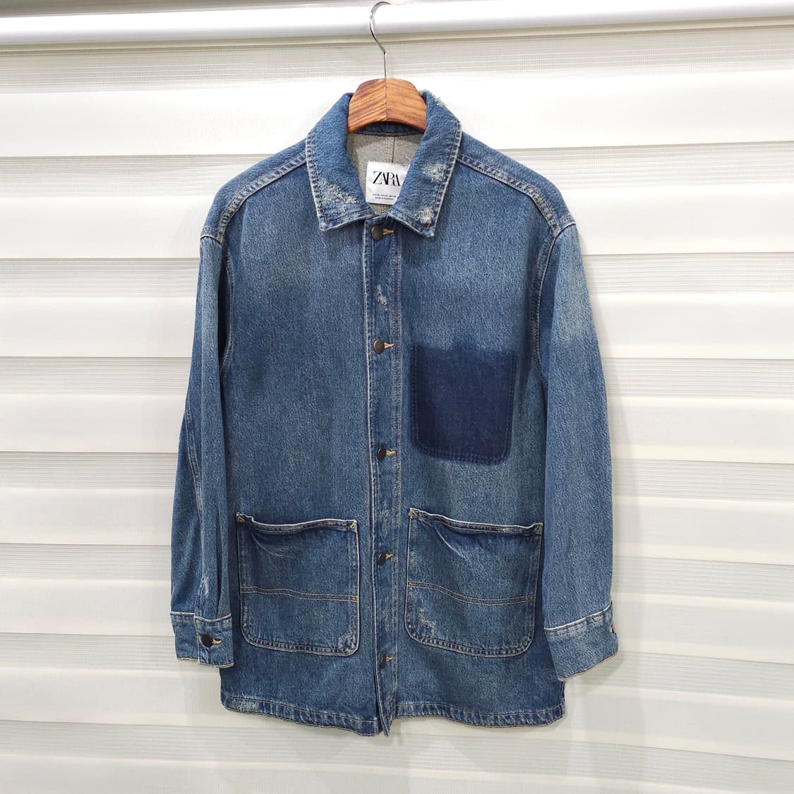 자라 빈티지가공 데님 커버올자켓- 우먼 실측확인 상품이미지1
