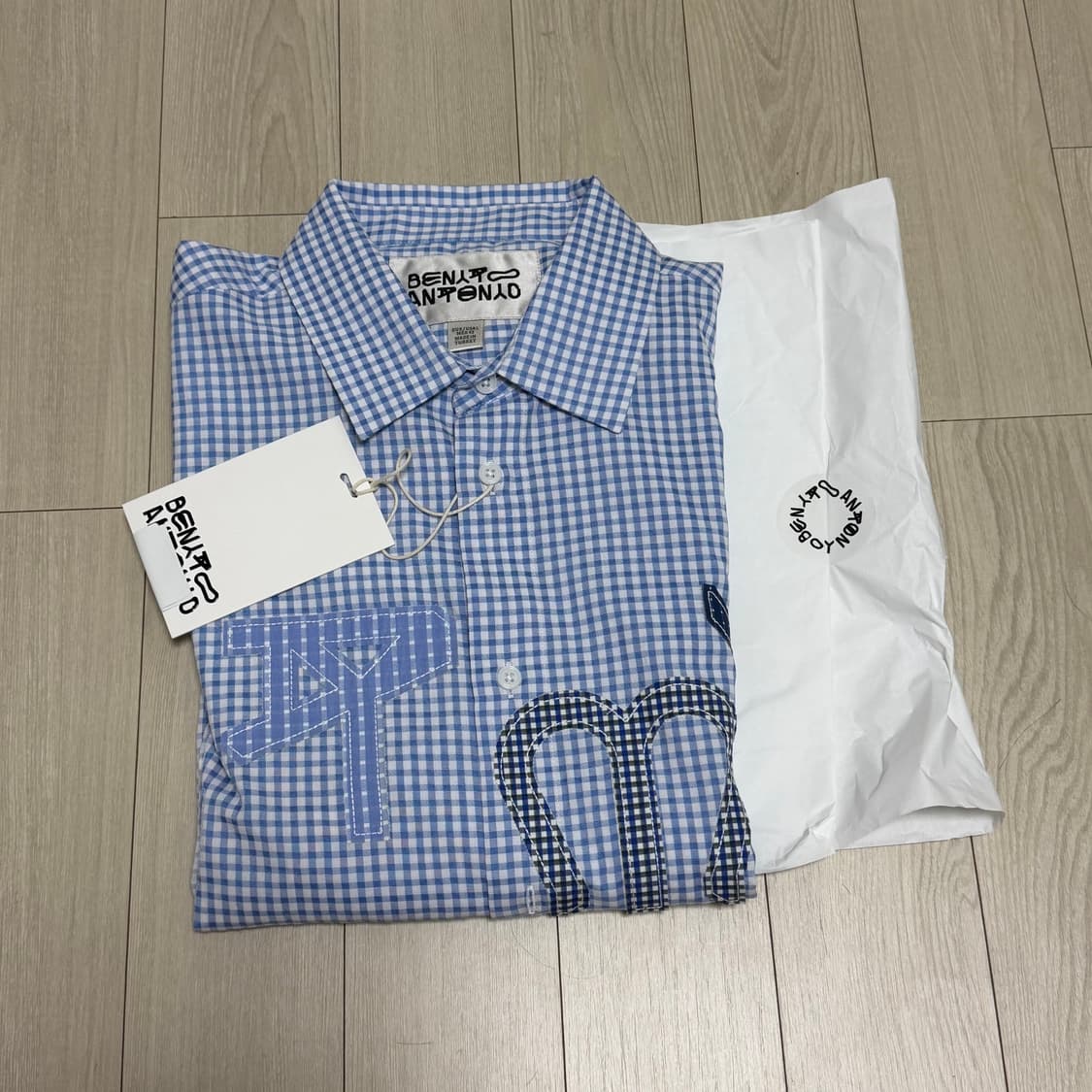 S,L) 자라 배드버니 패치워크 셔츠 블루 상품이미지5
