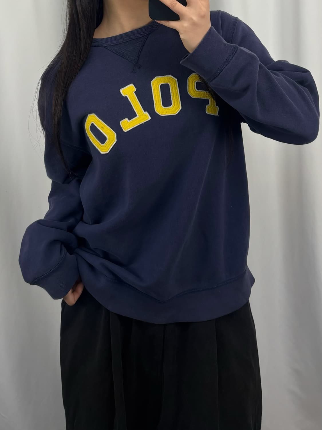 폴로 로고 네이비 맨투맨 상품이미지1