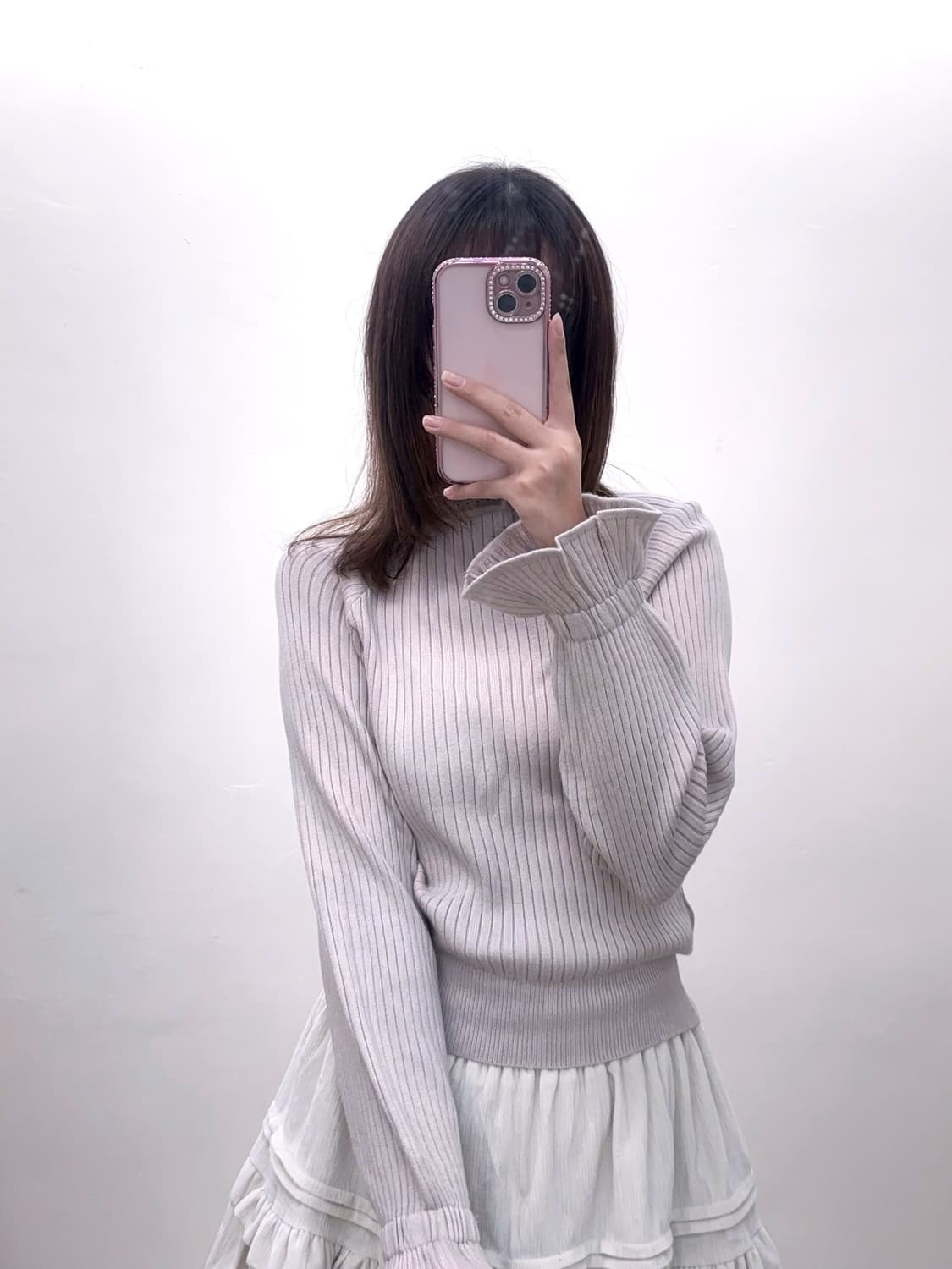 스나계 골지 프릴 니트 블라우스 상품이미지2