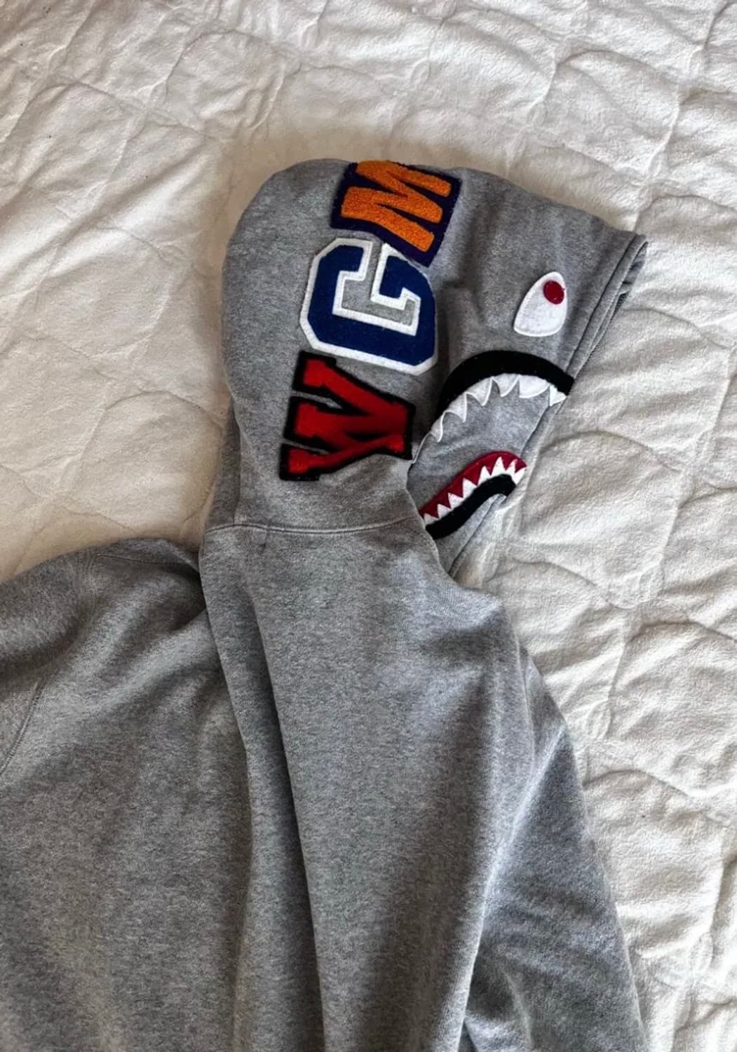 베이프 샤크 후드집업 그레이 L 상품이미지1