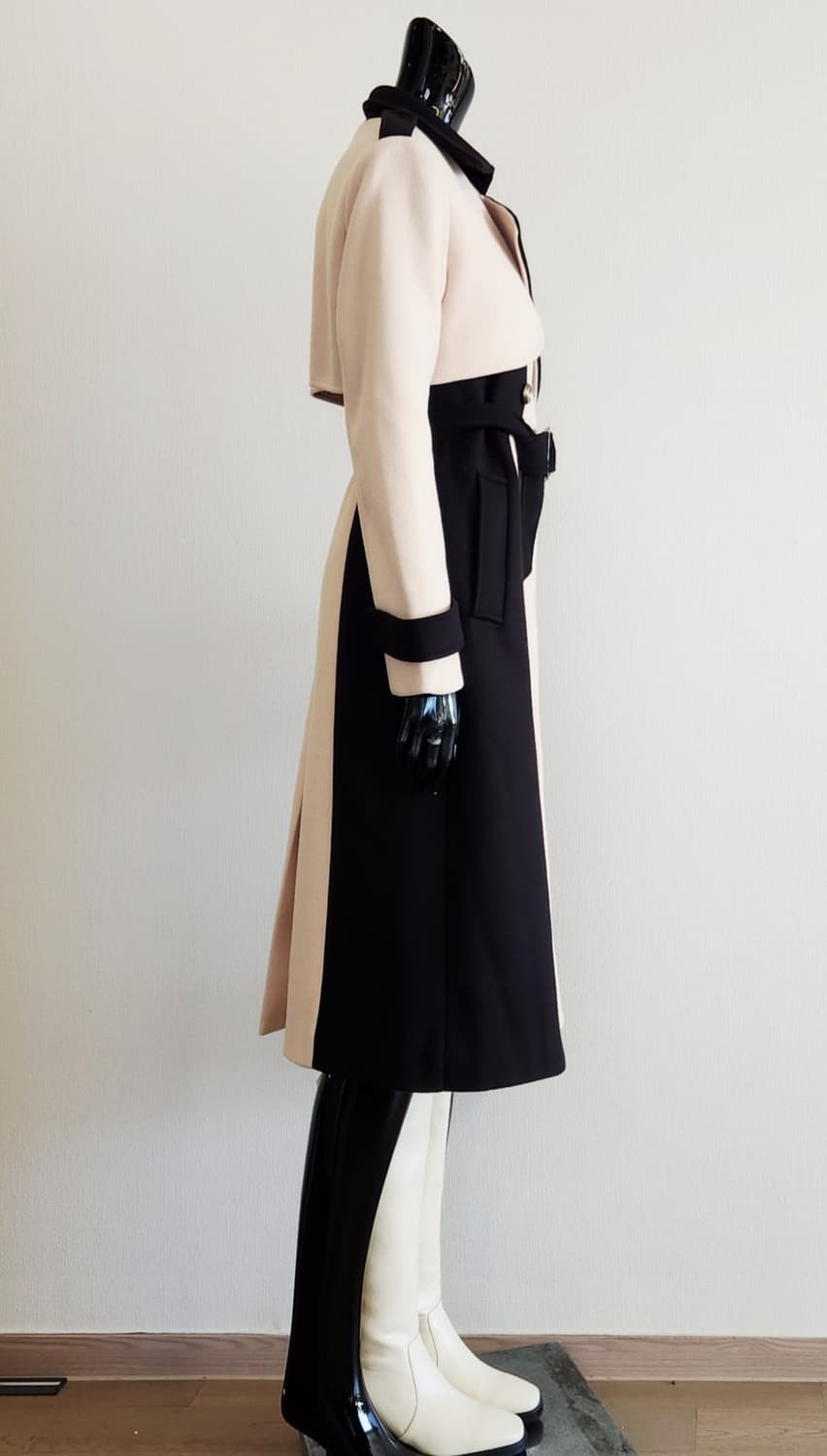 배색 롱코트  상품이미지5