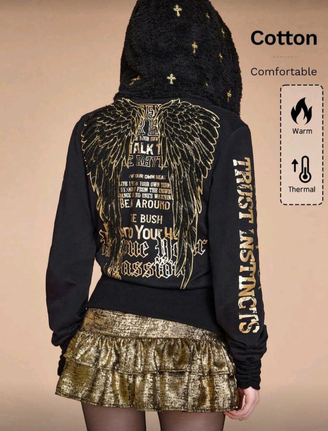 쉬인 롬위 오네갸루 고스펑크 날개 후드집업 상품이미지2