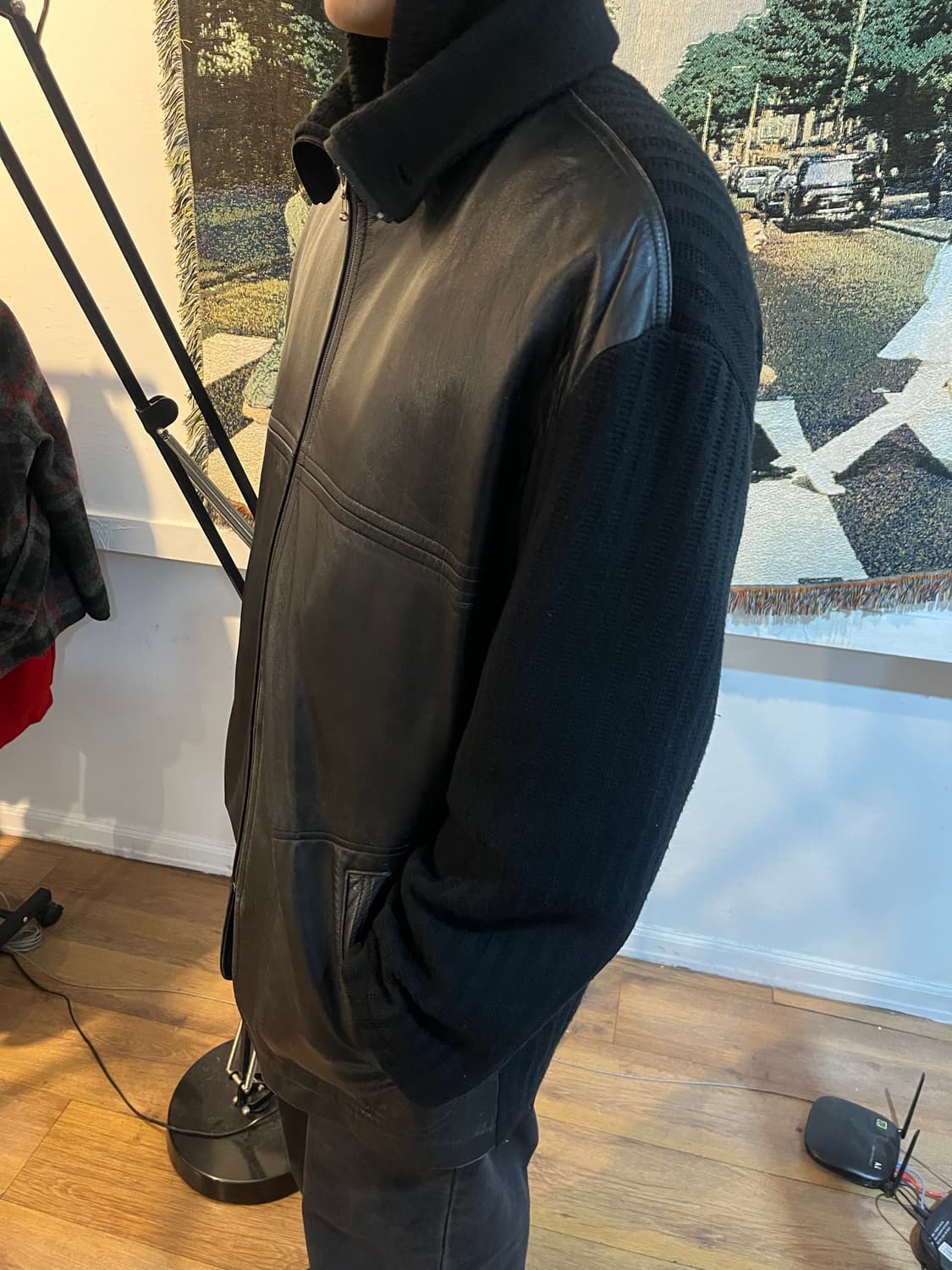 Antrope 양가죽 니트 도킹 코트 상품이미지3