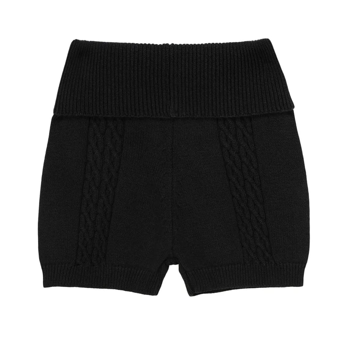 허그유어스킨 케이블 니트 쇼츠 블랙 상품이미지1