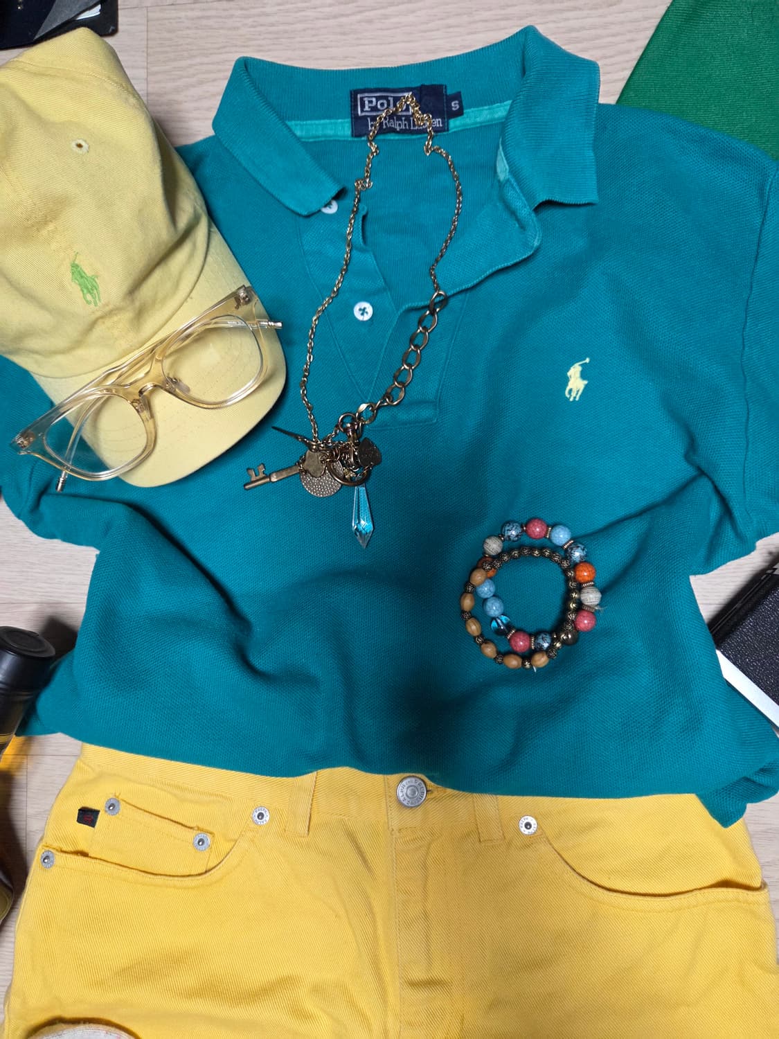 POLO RALPH LAUREN 그린 옐로우 카라티 반팔 티셔츠  상품이미지4