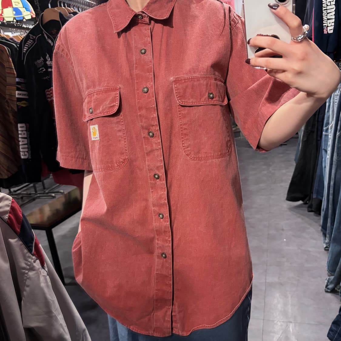 [IM] Carhartt 칼하트 데님 반팔 셔츠 레드 상품이미지4
