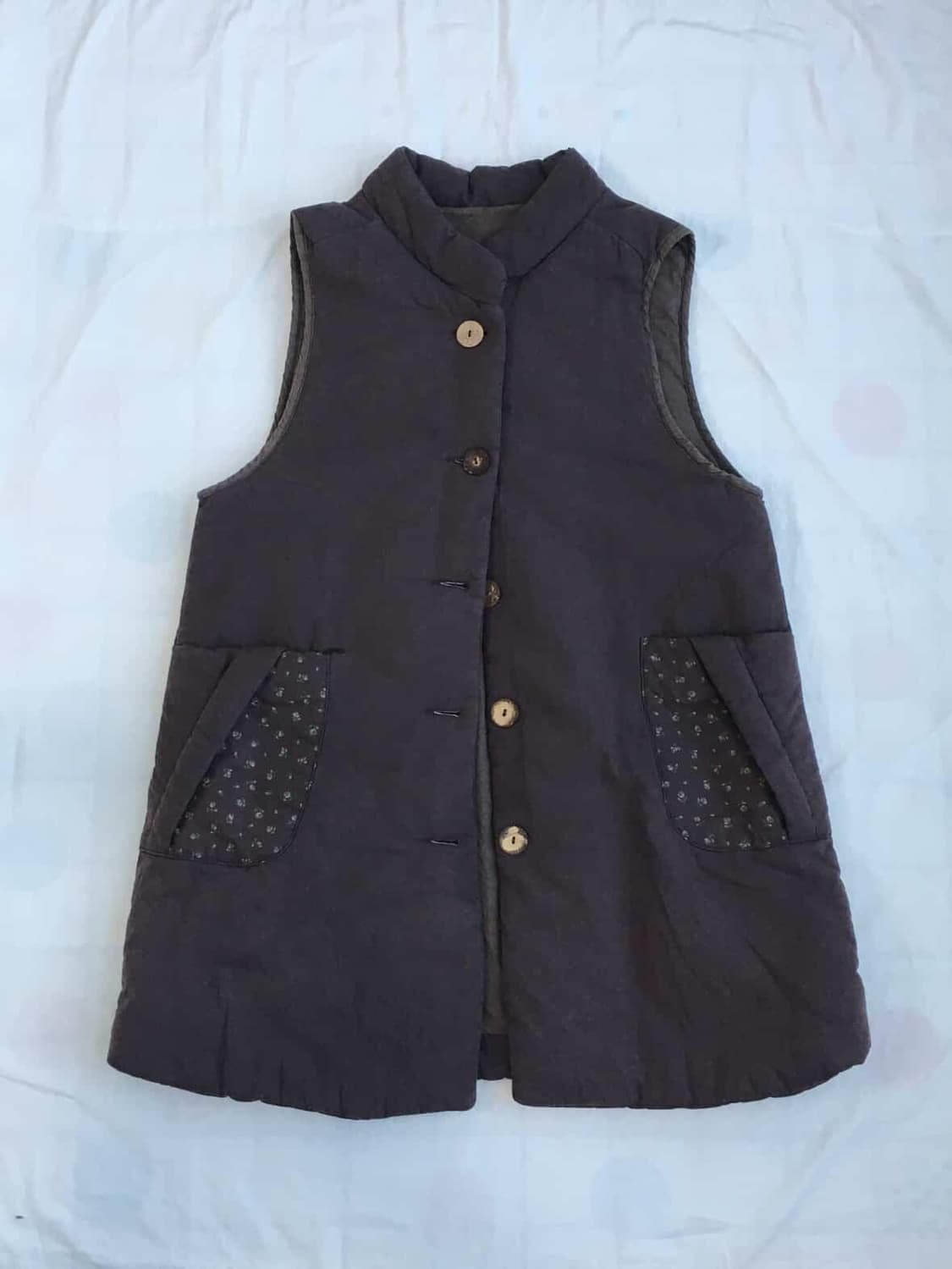 모리걸 빈티지 브라운 누빔 잔꽃패턴 조끼 상품이미지2