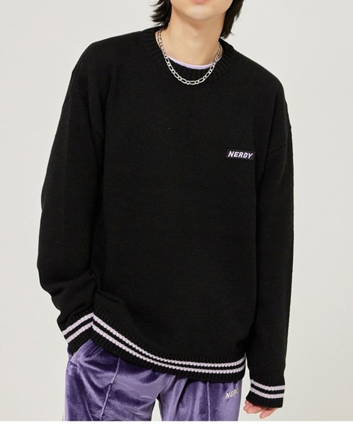 L ) 널디 백로고 크루넥 니트 상품이미지3