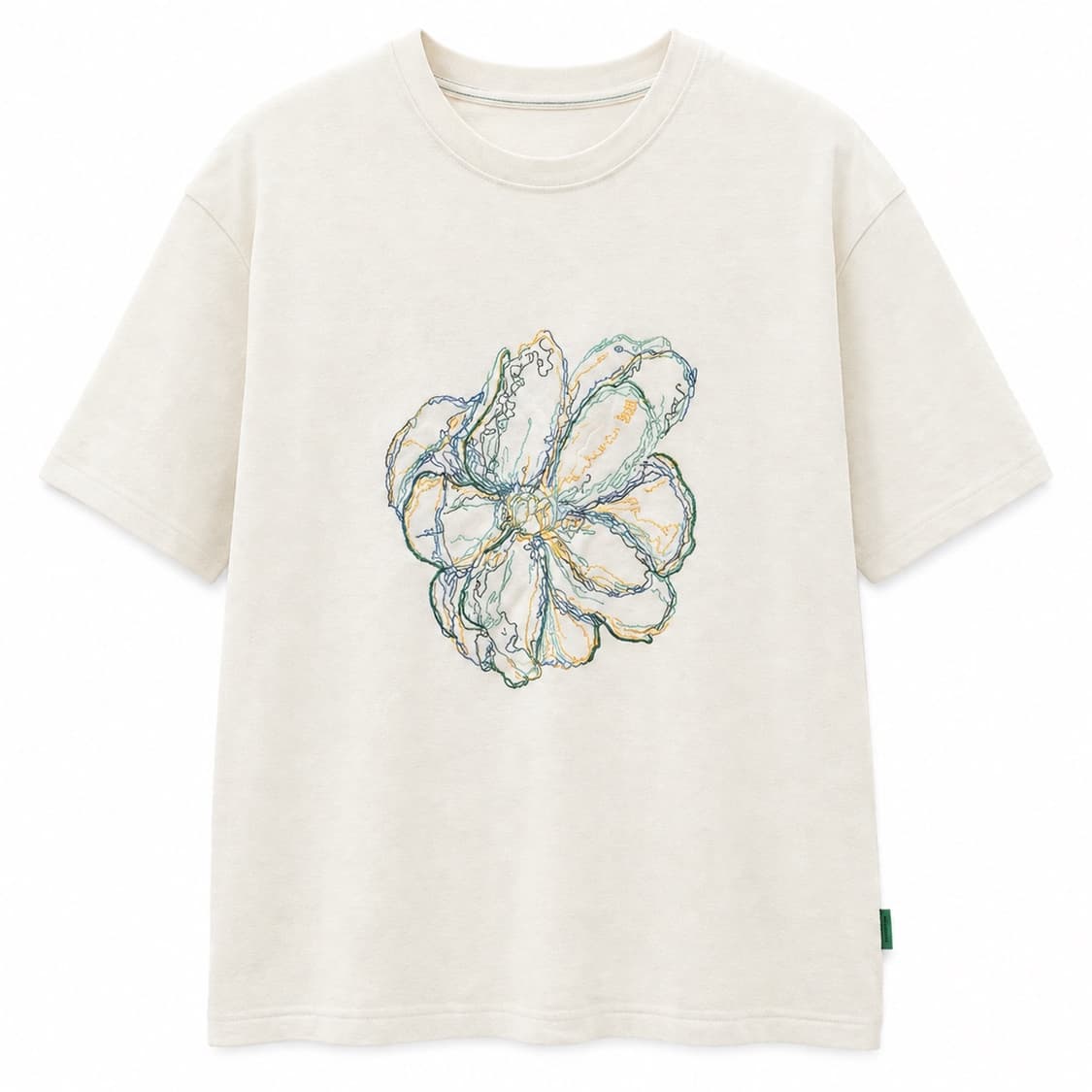 앤더슨벨 아이보리 꽃 자수 반팔 티셔츠 M  상품이미지1