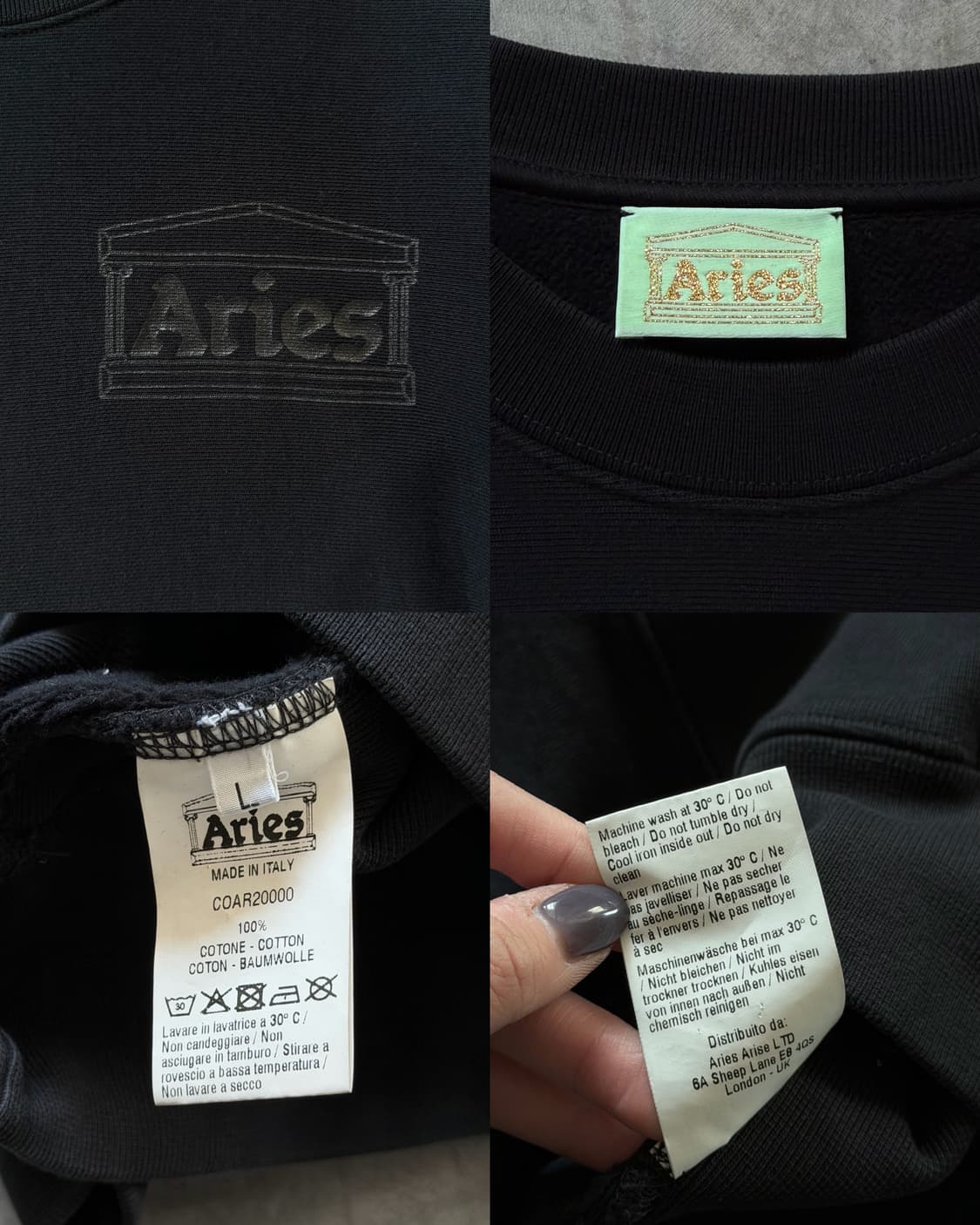 Aries 에리즈 프리미엄 템플 스웻셔츠 맨투맨 블랙컬러 상품이미지4