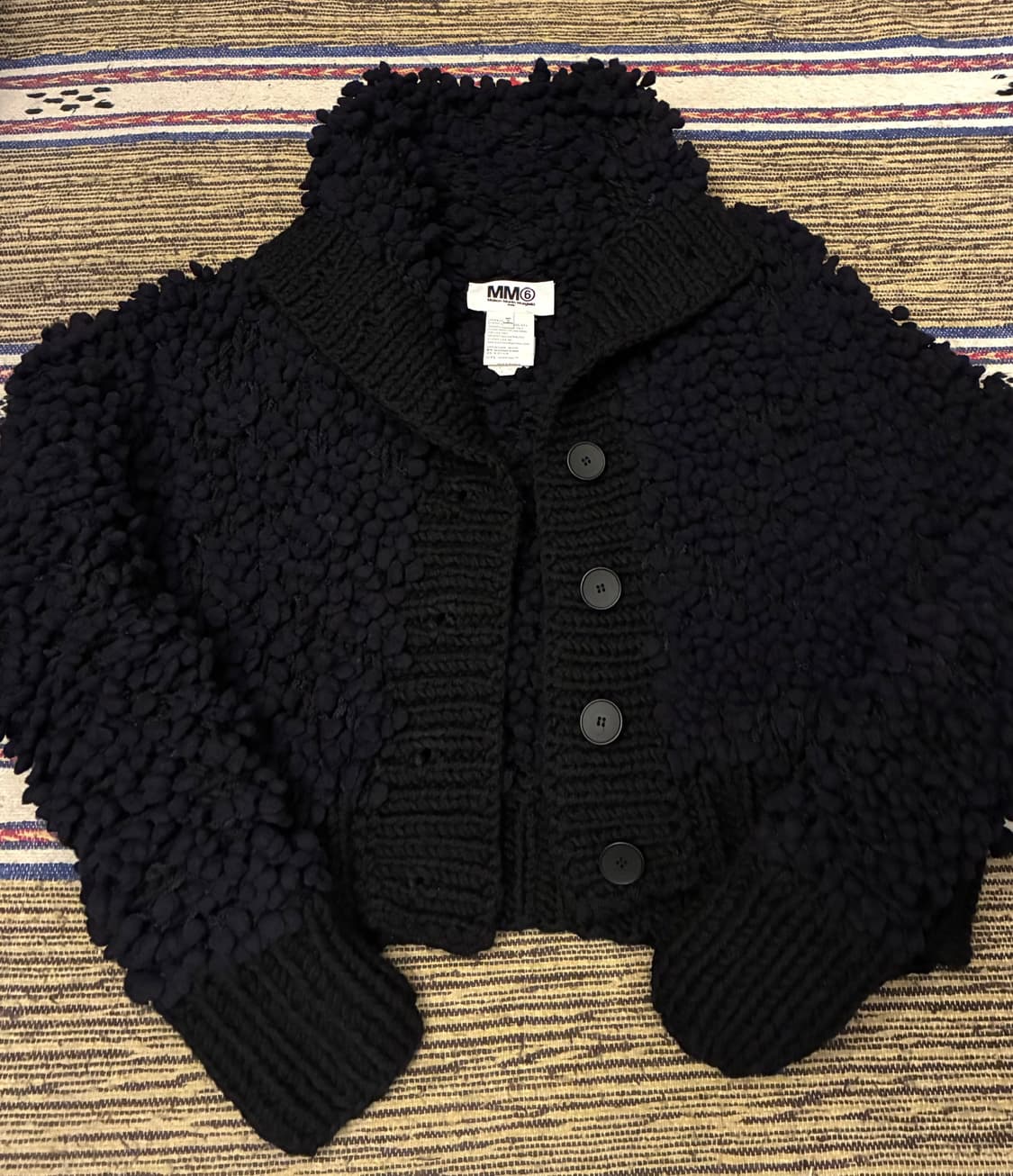 (XS)MM6 메종 마르지엘라 크롭 부클레 니트 가디건 블랙 상품이미지8