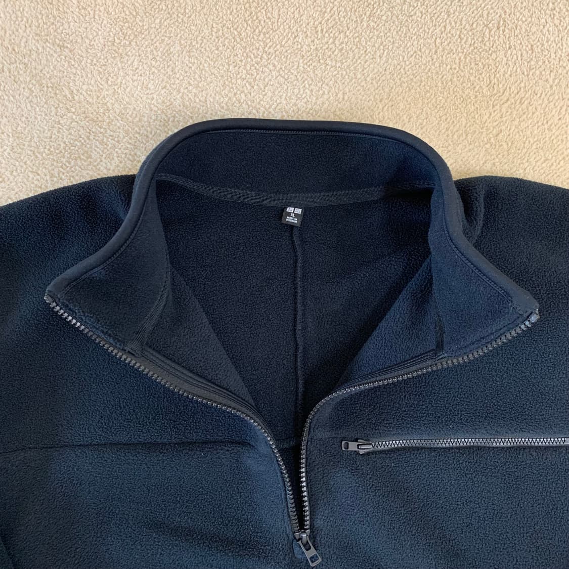 유니클로 후리스 하프집업 오버사이즈 풀오버(XL/블랙)신칠라 플리스 상품이미지6