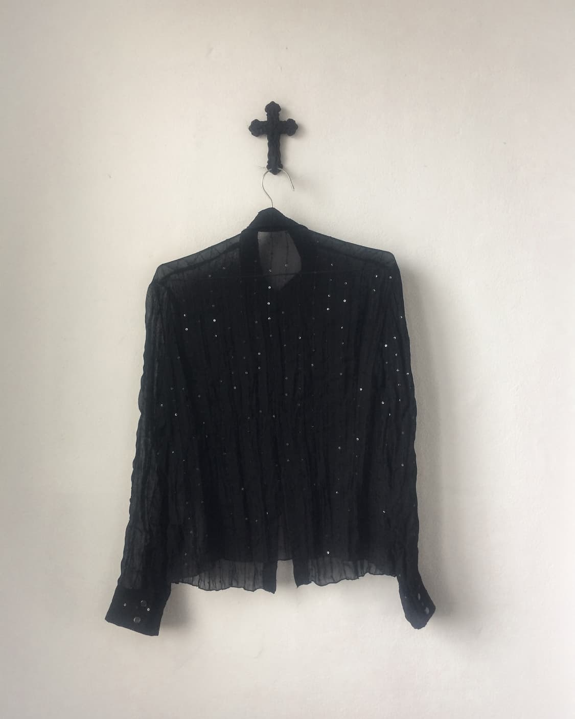 Beads point see through shirt 상품이미지4
