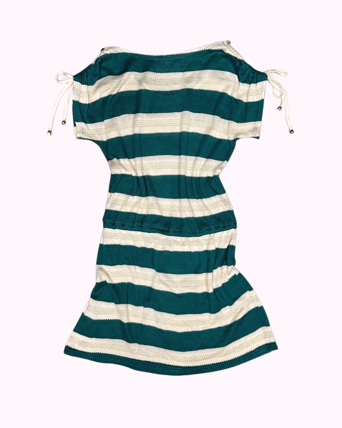 green stripe shirring knit dress 상품이미지4