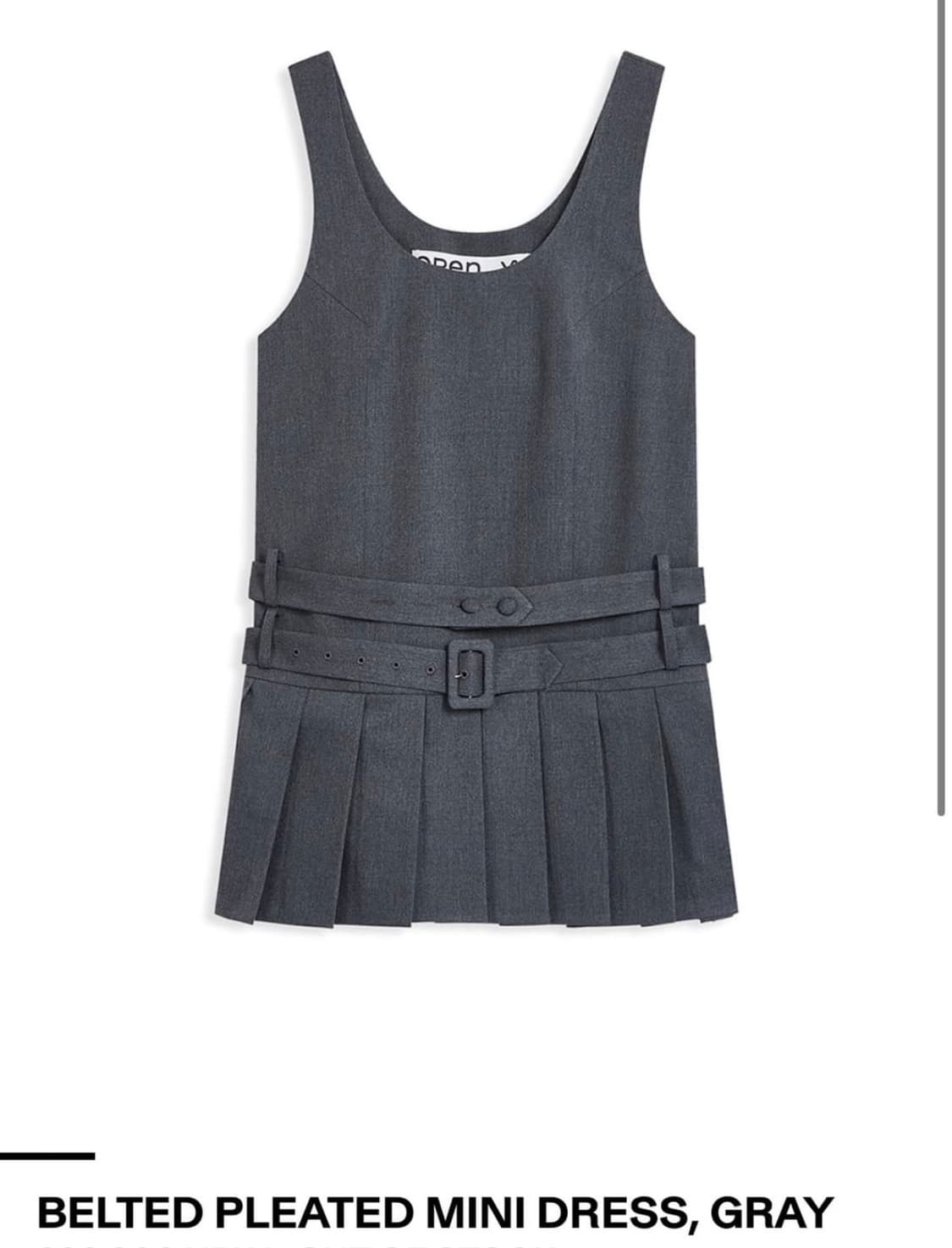 Open yy BELTED PLEATED MINI DRESS, GRAY  상품이미지1