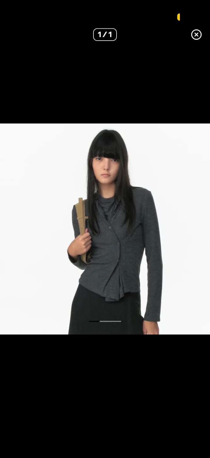 리포스 언발 가디건 티셔츠 차콜 상품이미지1