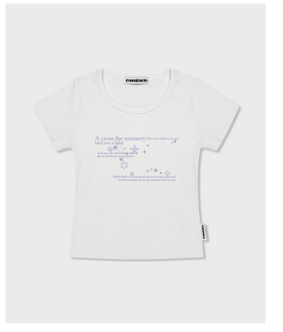 칙스 프린팅 로고 화이트 반팔 크롭 상품이미지1